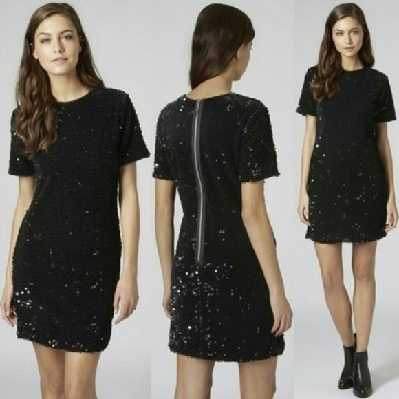 Topshop Dresses & Skirts - TOPSHOP Velvet Sequin Black Cocktail Dress